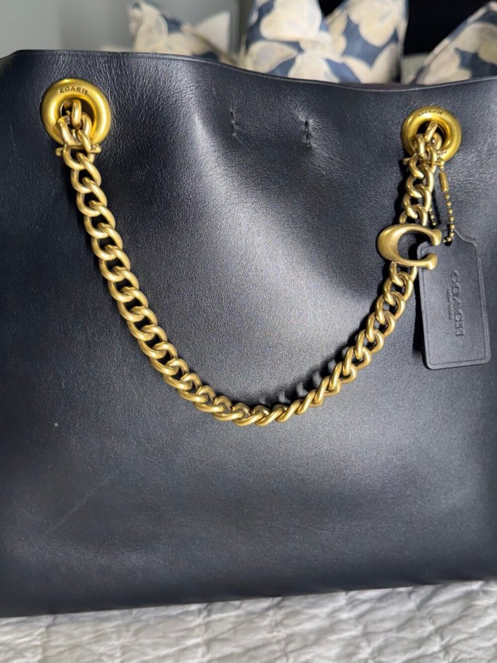 Coach Black Signature Chain Central Tote
